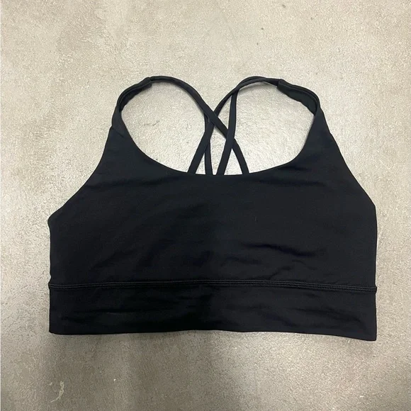Women’s Lululemon Energy Black Sports Bra Sz 12 training gym workout pilates - Picture 6 of 9